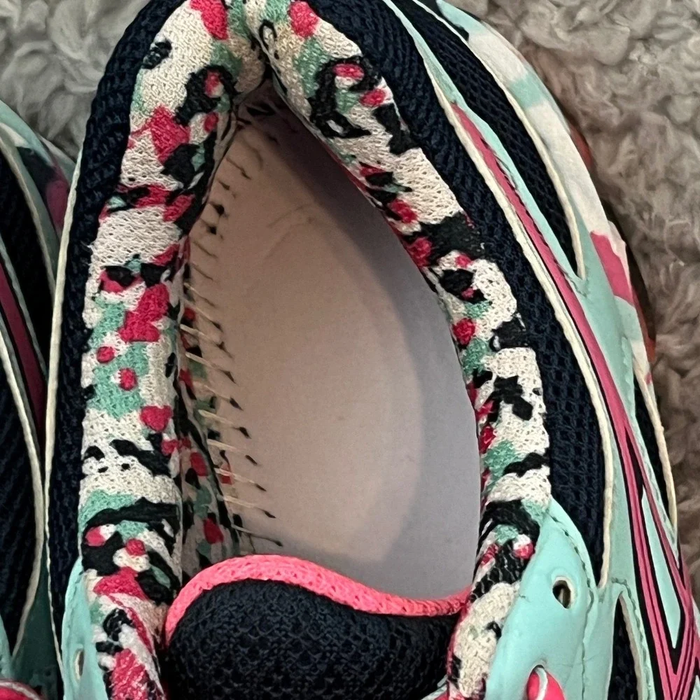 ASICS Gel-Frantic 7 Womens Running Shoes Size 6 Teal Pink‎ Mesh Camo T3A6Q